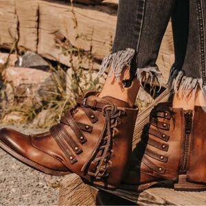 Freebird By Steven Limerick Brown Ankle Leather Boots Womens Size 7